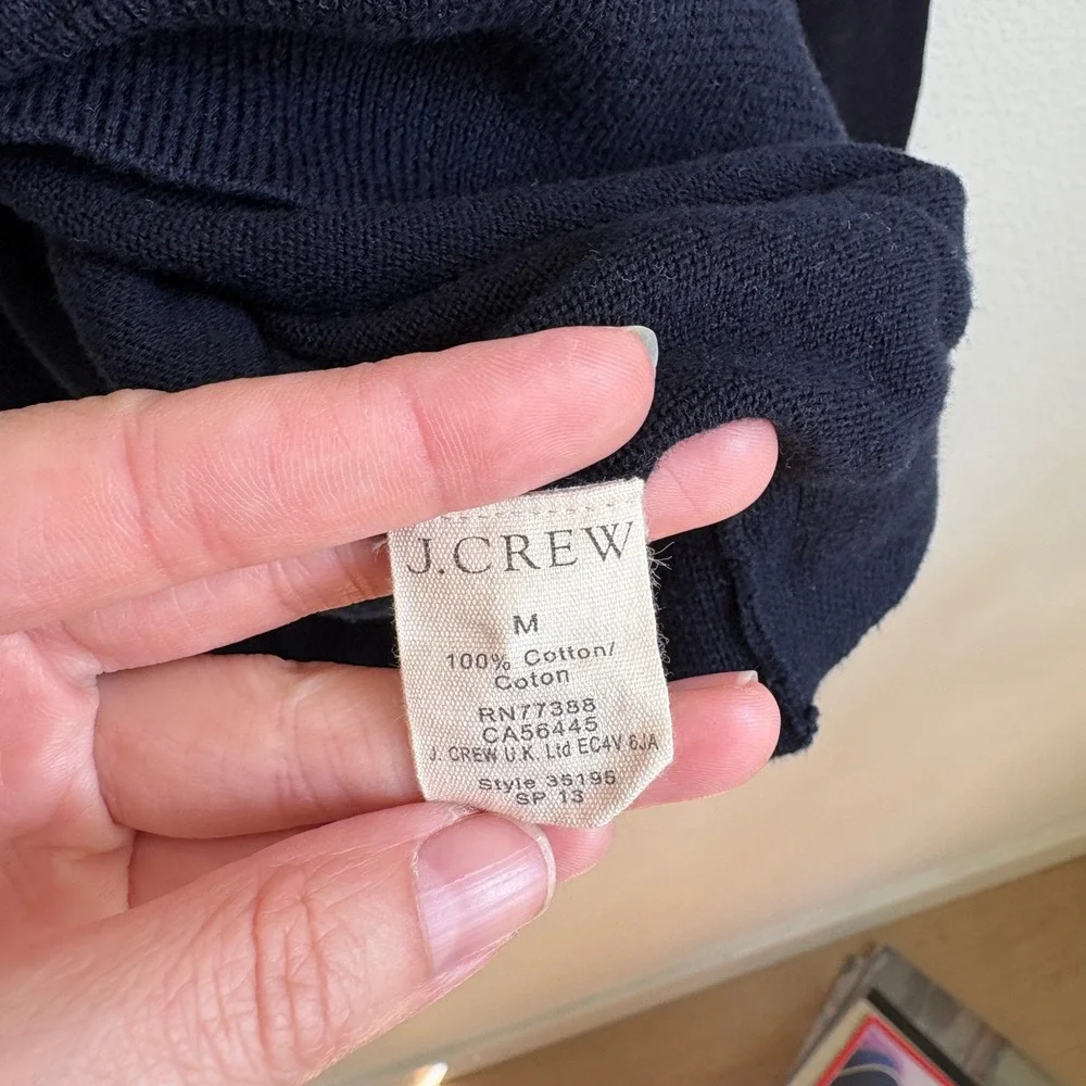 J.Crew Mens Dark Navy Blue 100% Cotton V-Neck Sweater Size M
